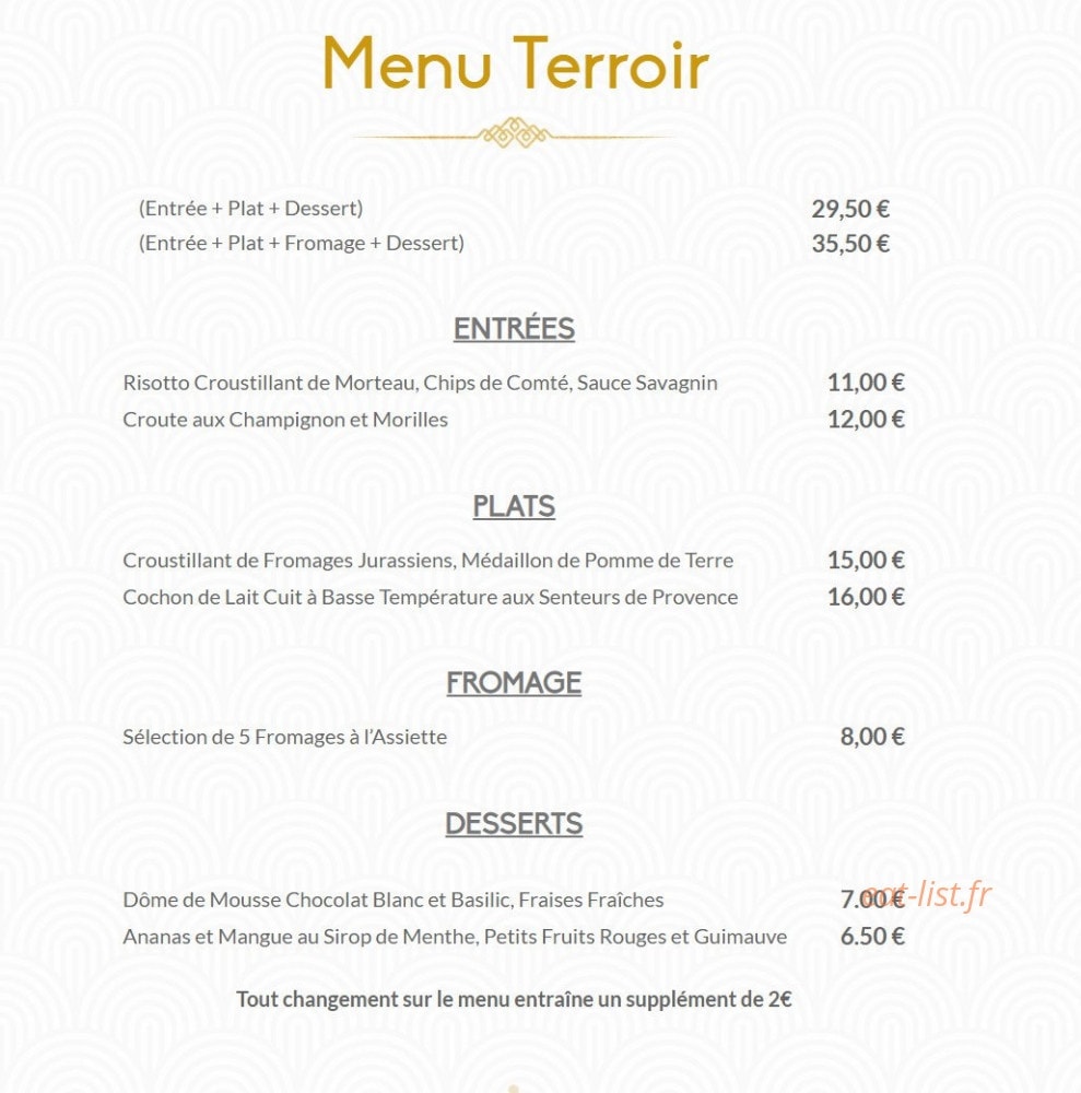 La Muse Bouche — carte page 1