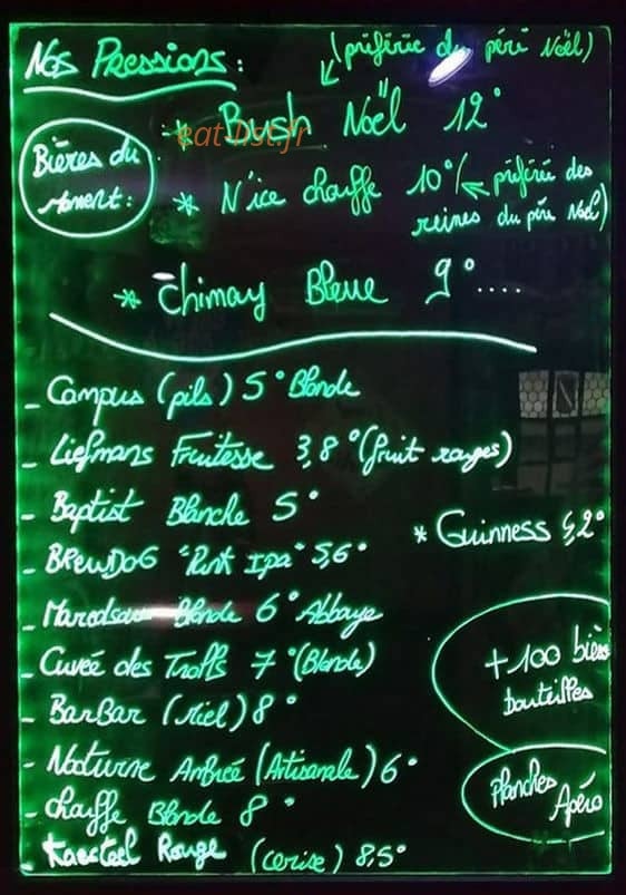 Pub L'Atelier — carte page 1