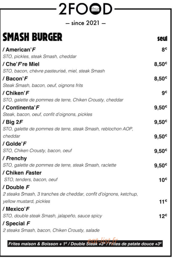 2Food — carte page 1