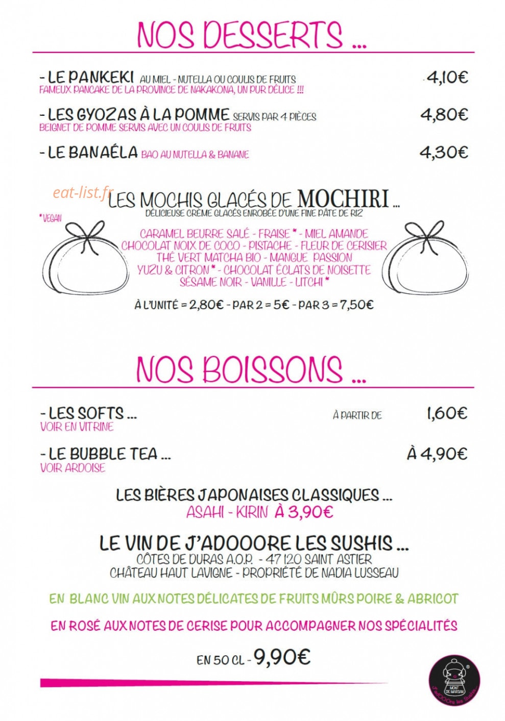 J'adOOOre les sushis — carte page 9
