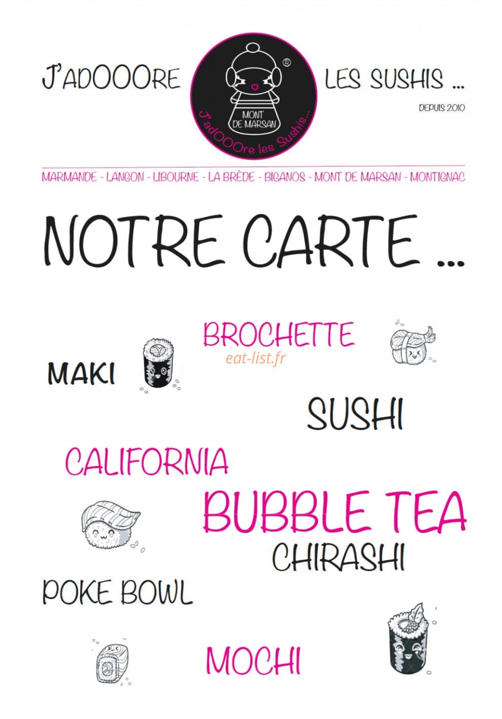J'adOOOre les sushis — carte page 1