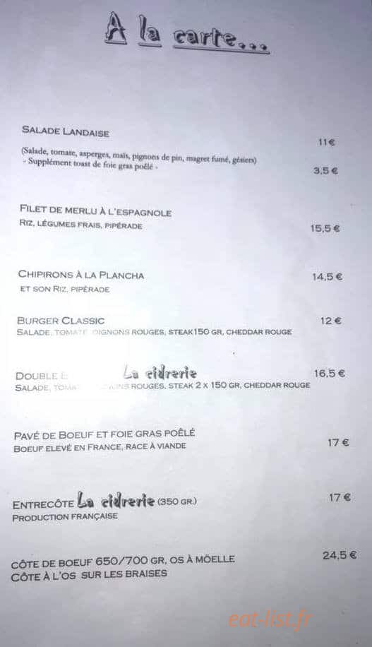 La Cidrerie A Mont De Marsan Carte Menu Et Photos