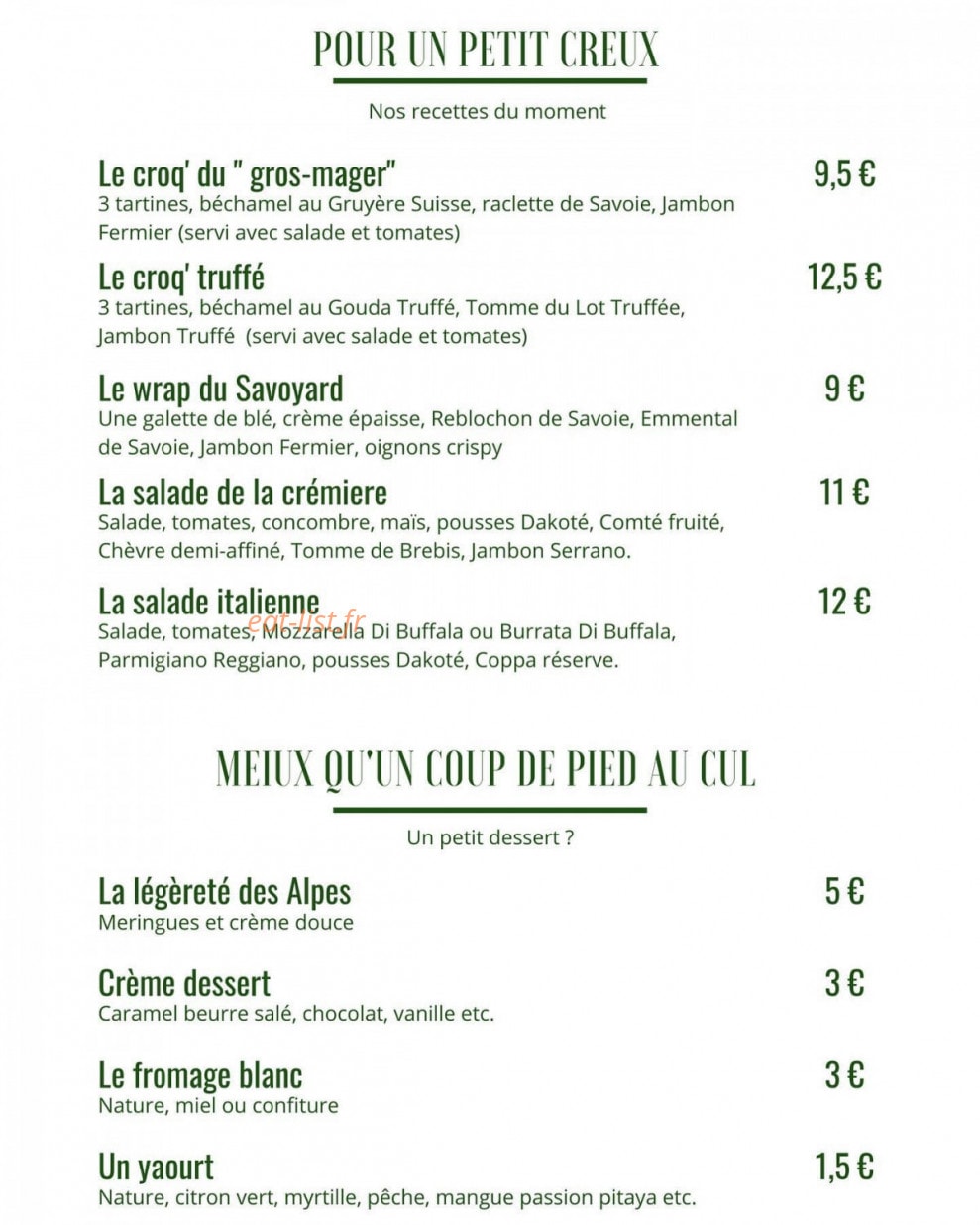 La Crèmerie De Fabien — carte page 2