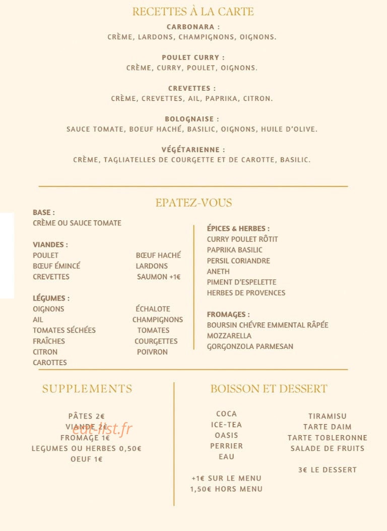 La Main à La Pâte — carte page 1