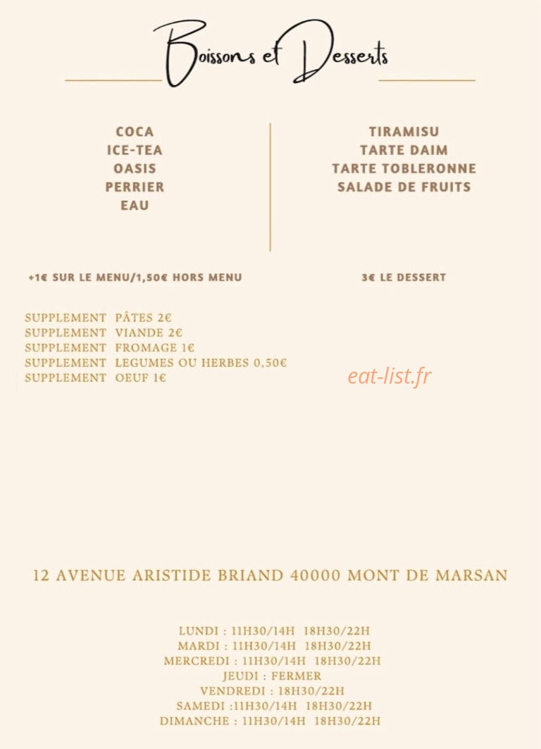 La Main à La Pâte — carte page 3