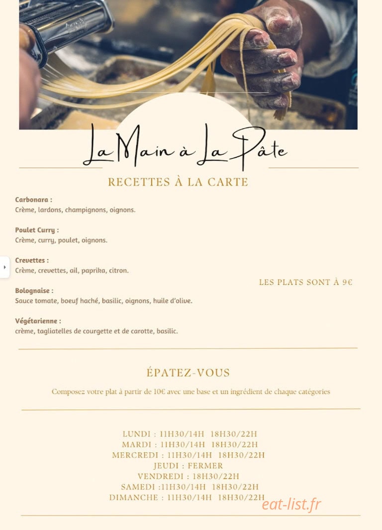 La Main à La Pâte — carte page 2