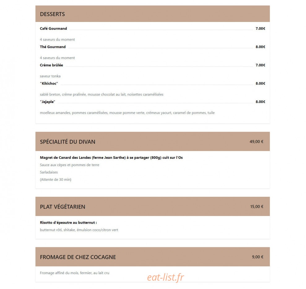 Le Divan — carte page 3