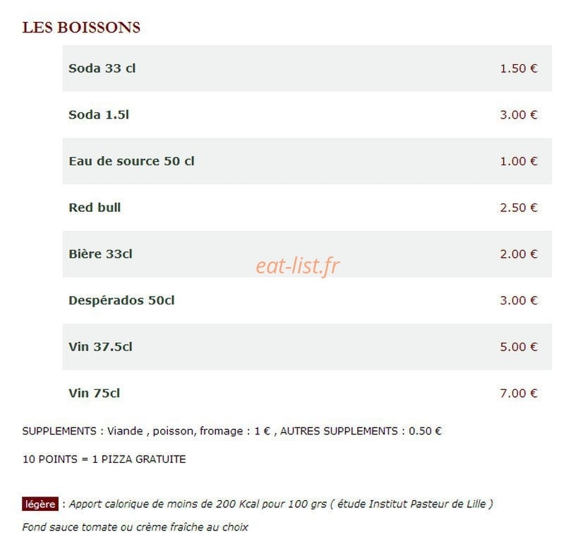 Le Kiosque à Pizzas — carte page 4