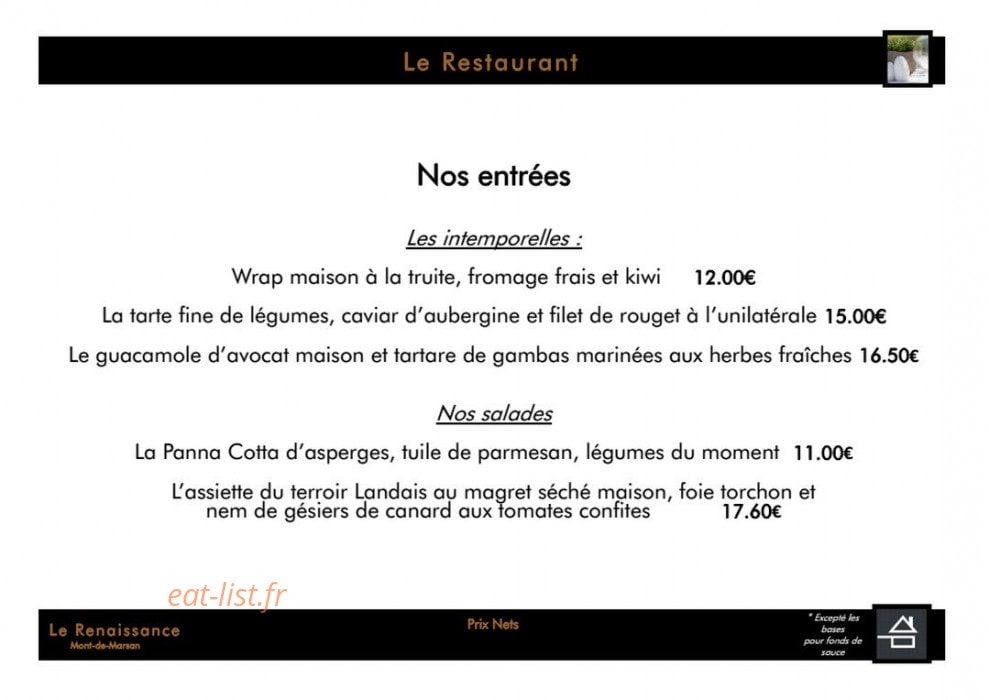Le Renaissance — carte page 1