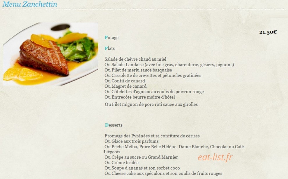 Le Zanchettin — carte page 8