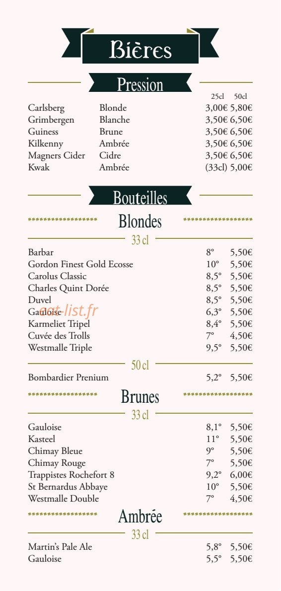 The Potcheen Pub — carte page 2