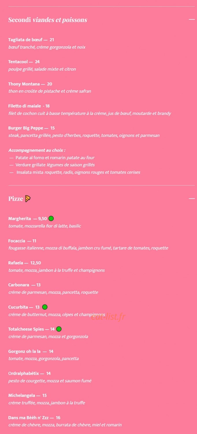 Trattoria Peppe — carte page 2