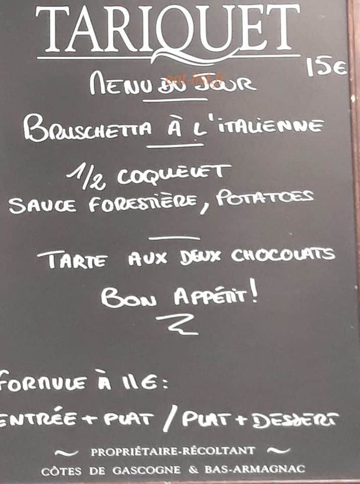 CV bistrot — carte page 1