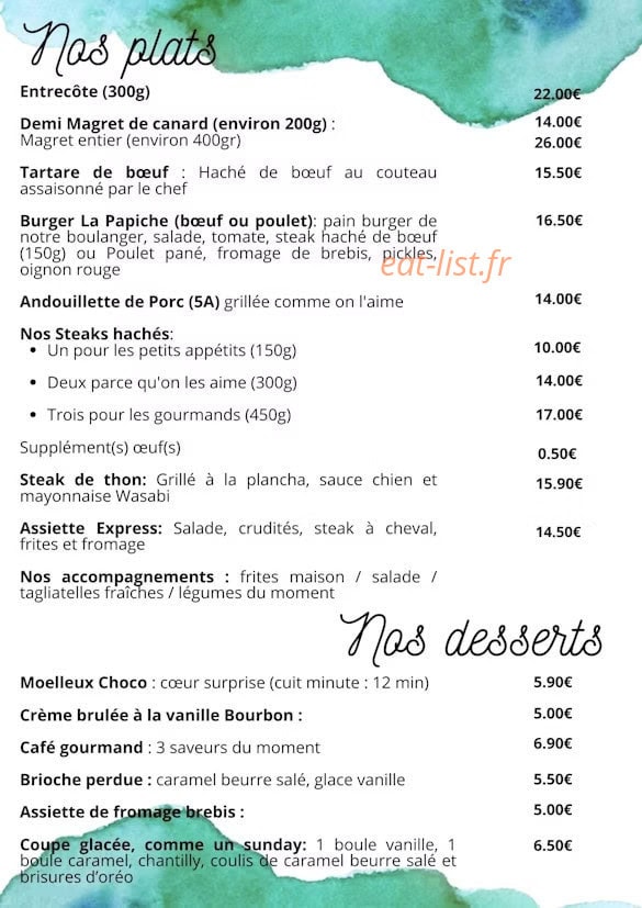 La Papiche — carte page 3