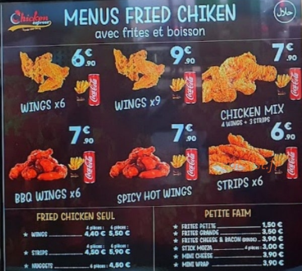 Chicken express — carte page 1