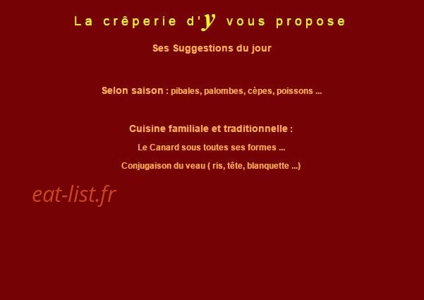 Crêperie d' y — carte page 1