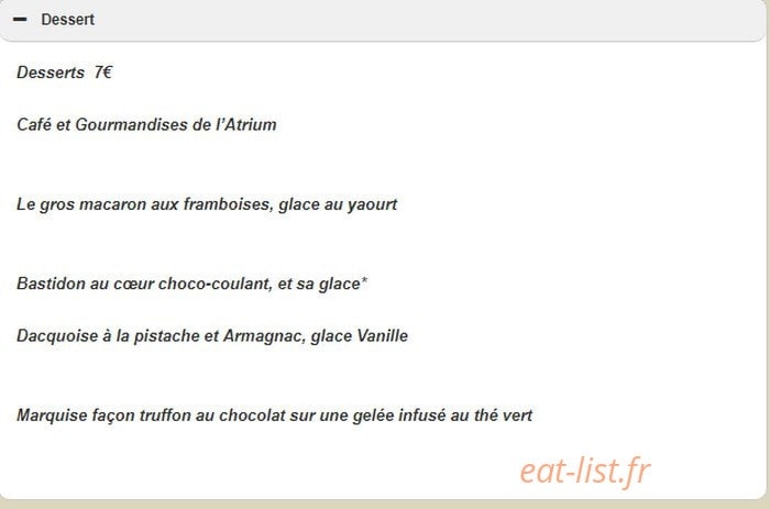 La grande brasserie de l'Atrium — carte page 4