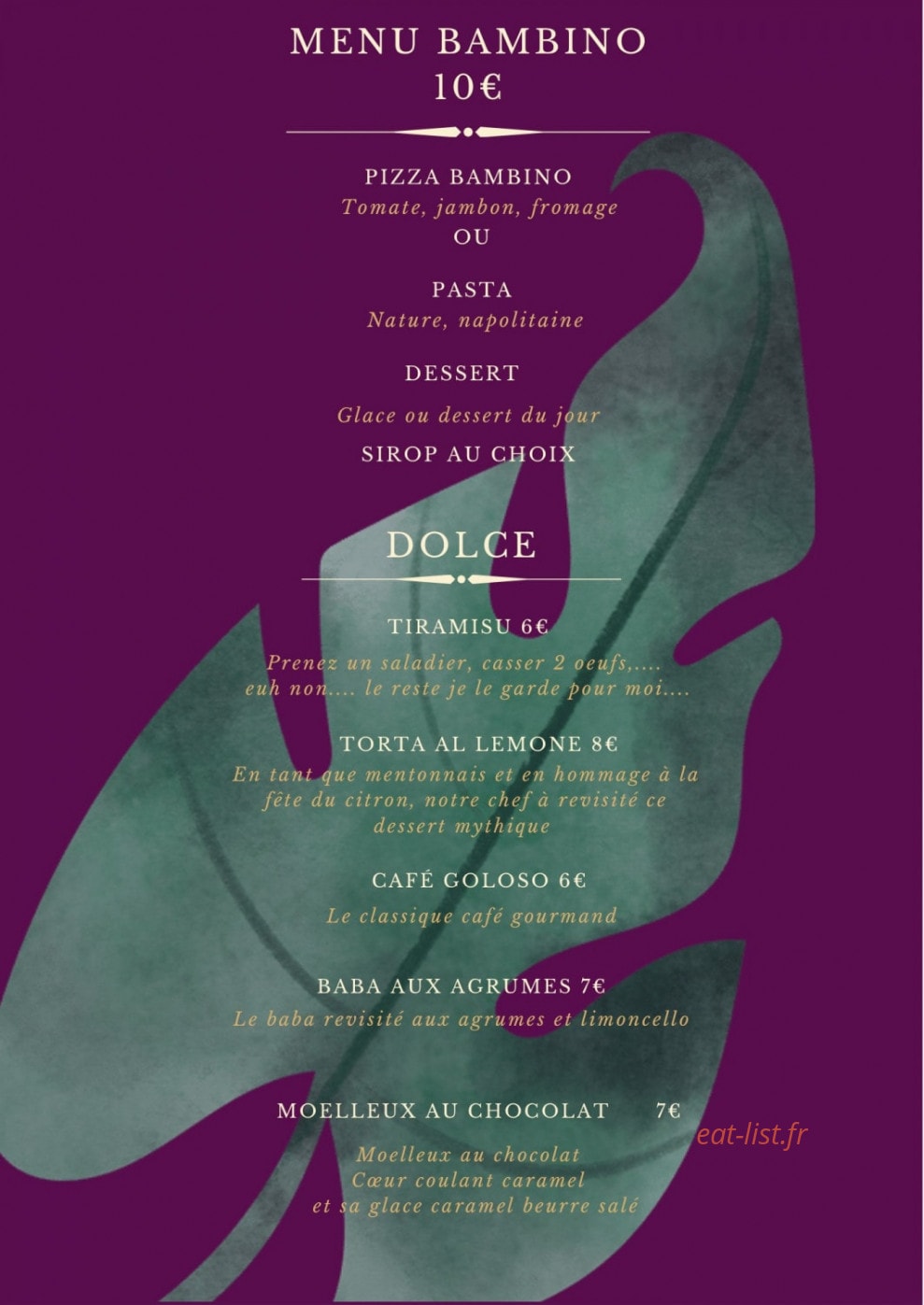 La Trattoria — carte page 4