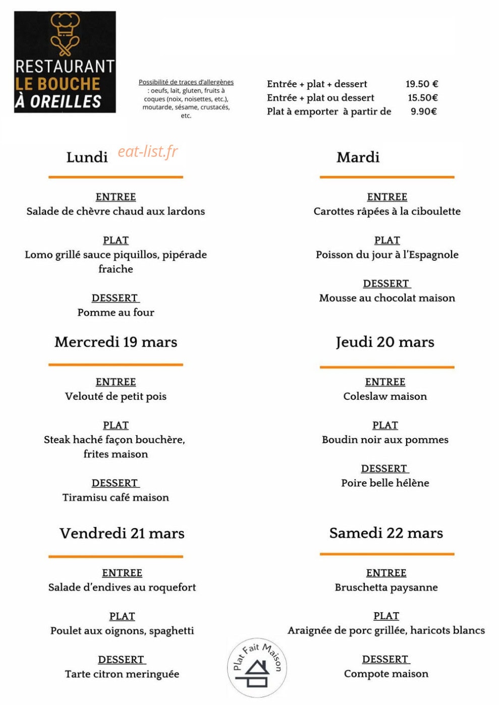 Le Bouche A Oreilles — carte page 1