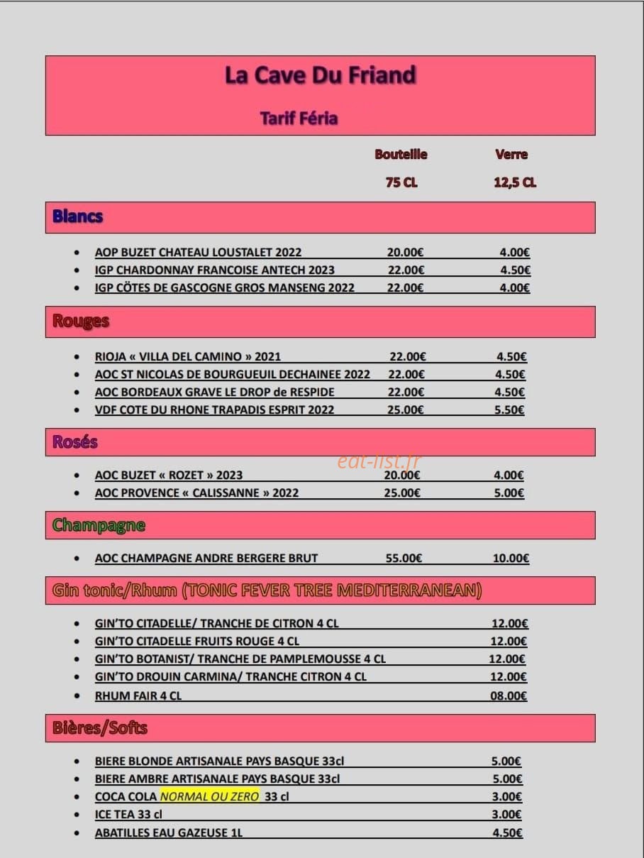 Marché Friand — carte page 2