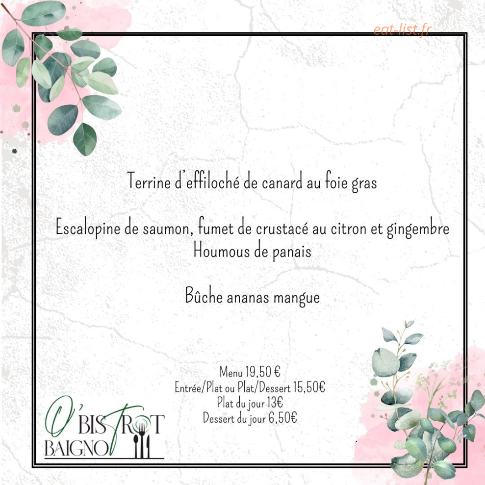 O'Bistrot Baignot — carte page 1