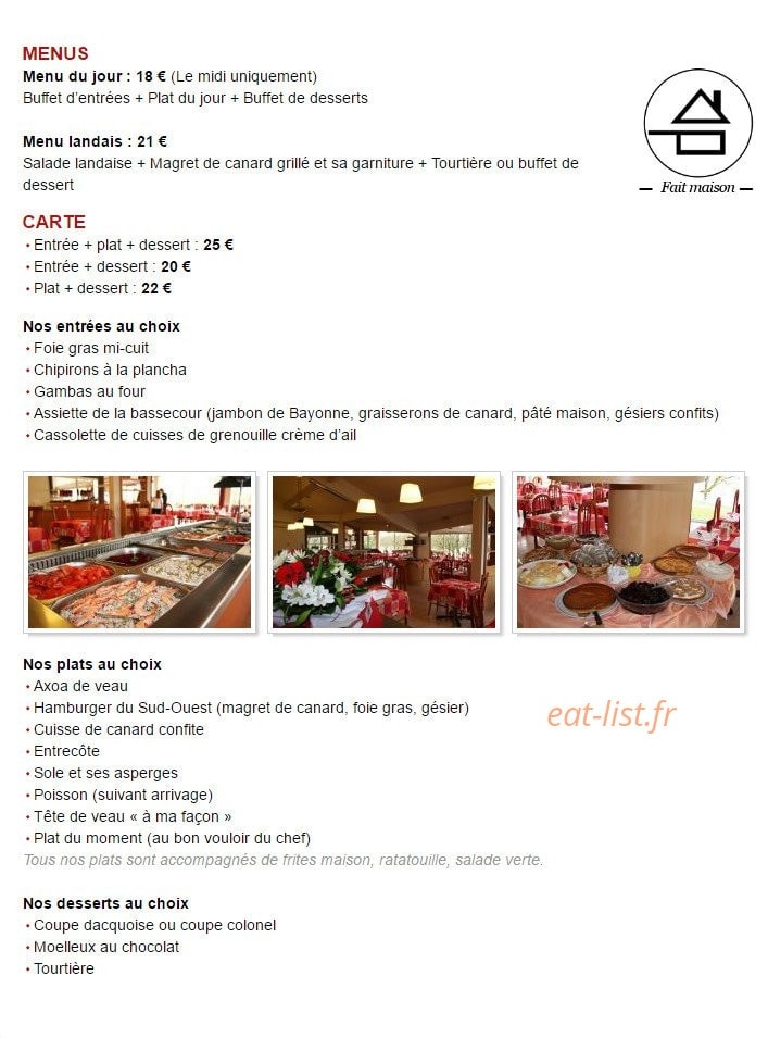 Restaurant Espace Thermal — carte page 1