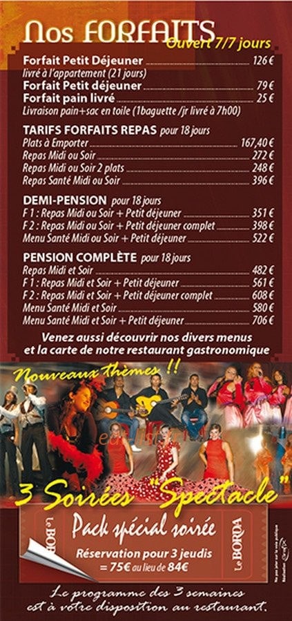 Restaurant Le Borda — carte page 2