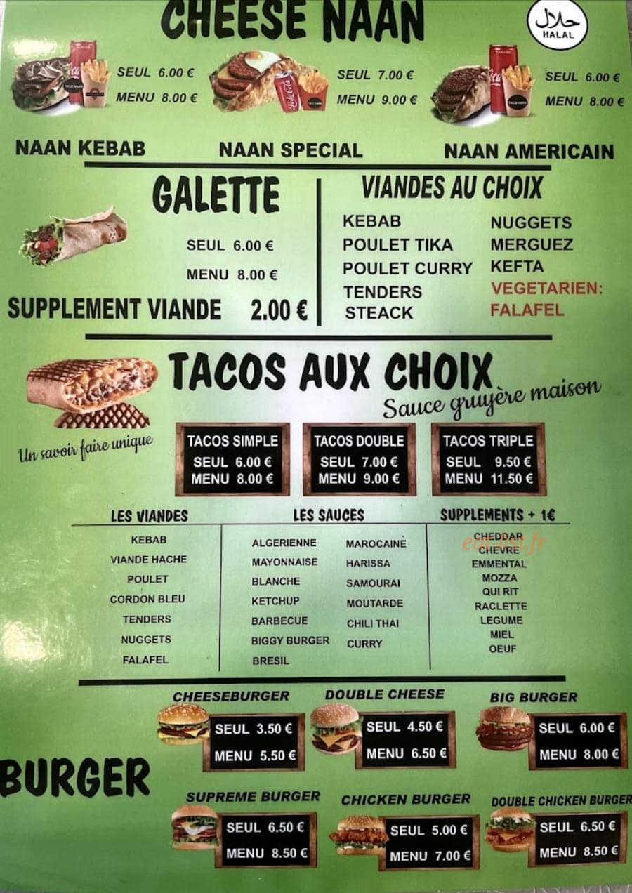 Taco Naan — carte page 1