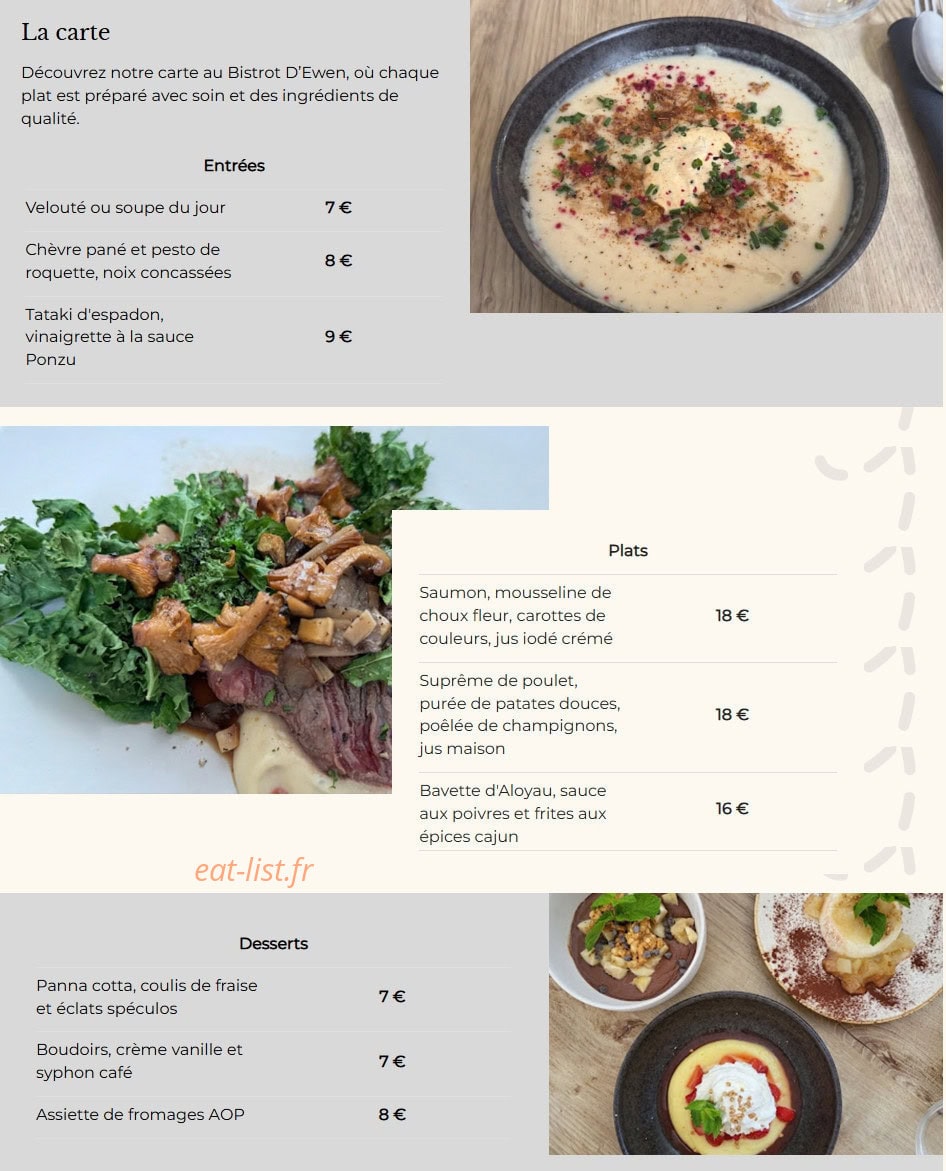 Au bistrot d'Ewen — carte page 1