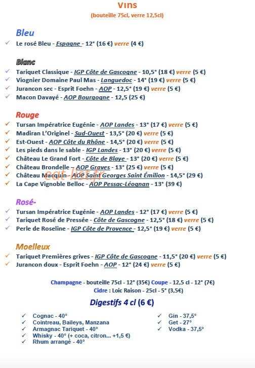 Bistrot bleu — carte page 4