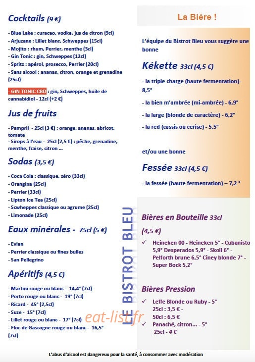Bistrot bleu — carte page 3