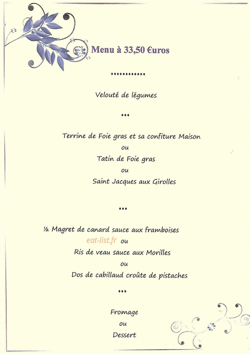 Le Relais des Sources — carte page 2