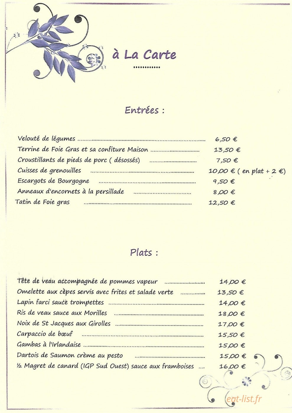 Le Relais des Sources — carte page 5