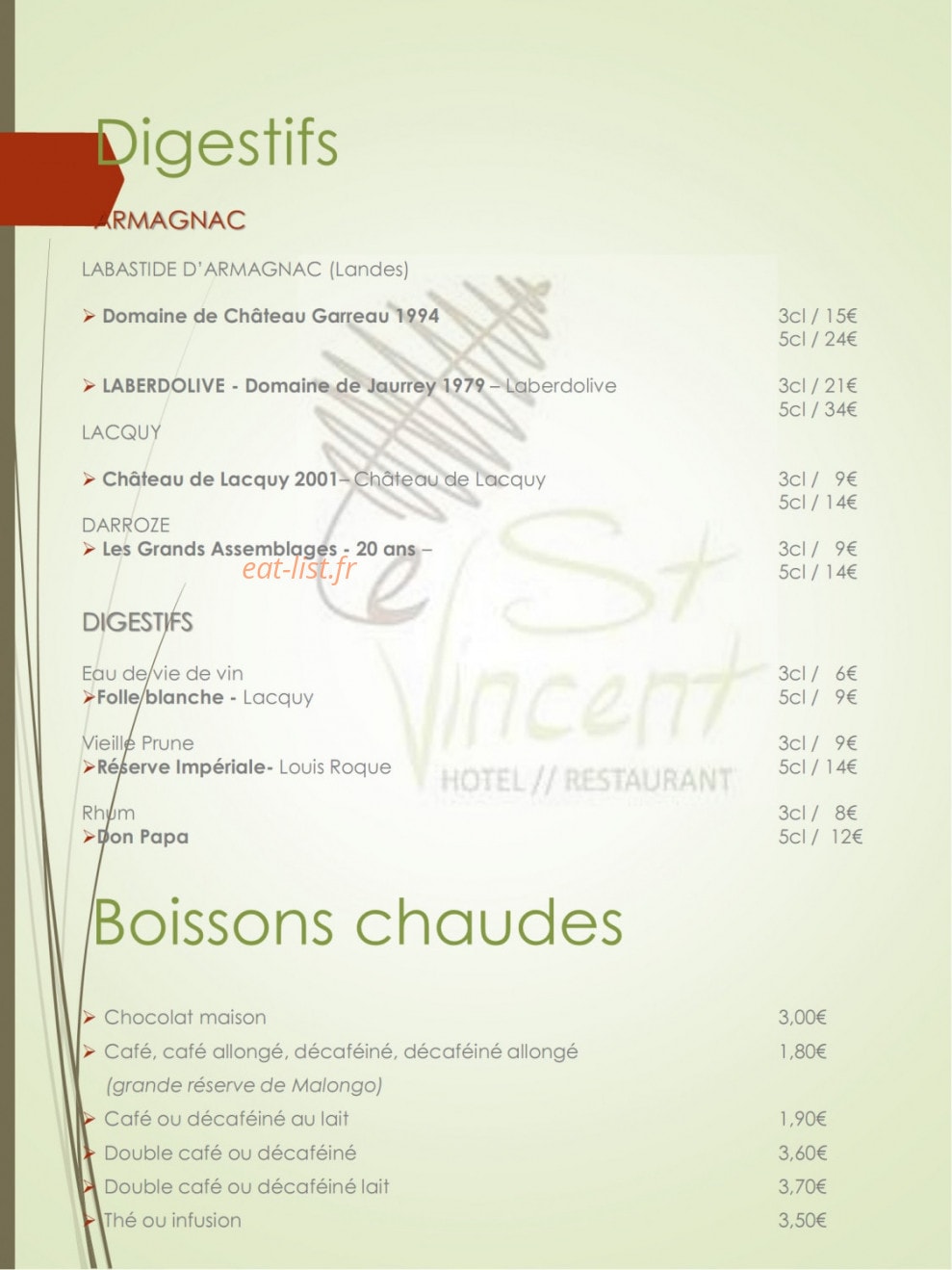Le Saint Vincent — carte page 10