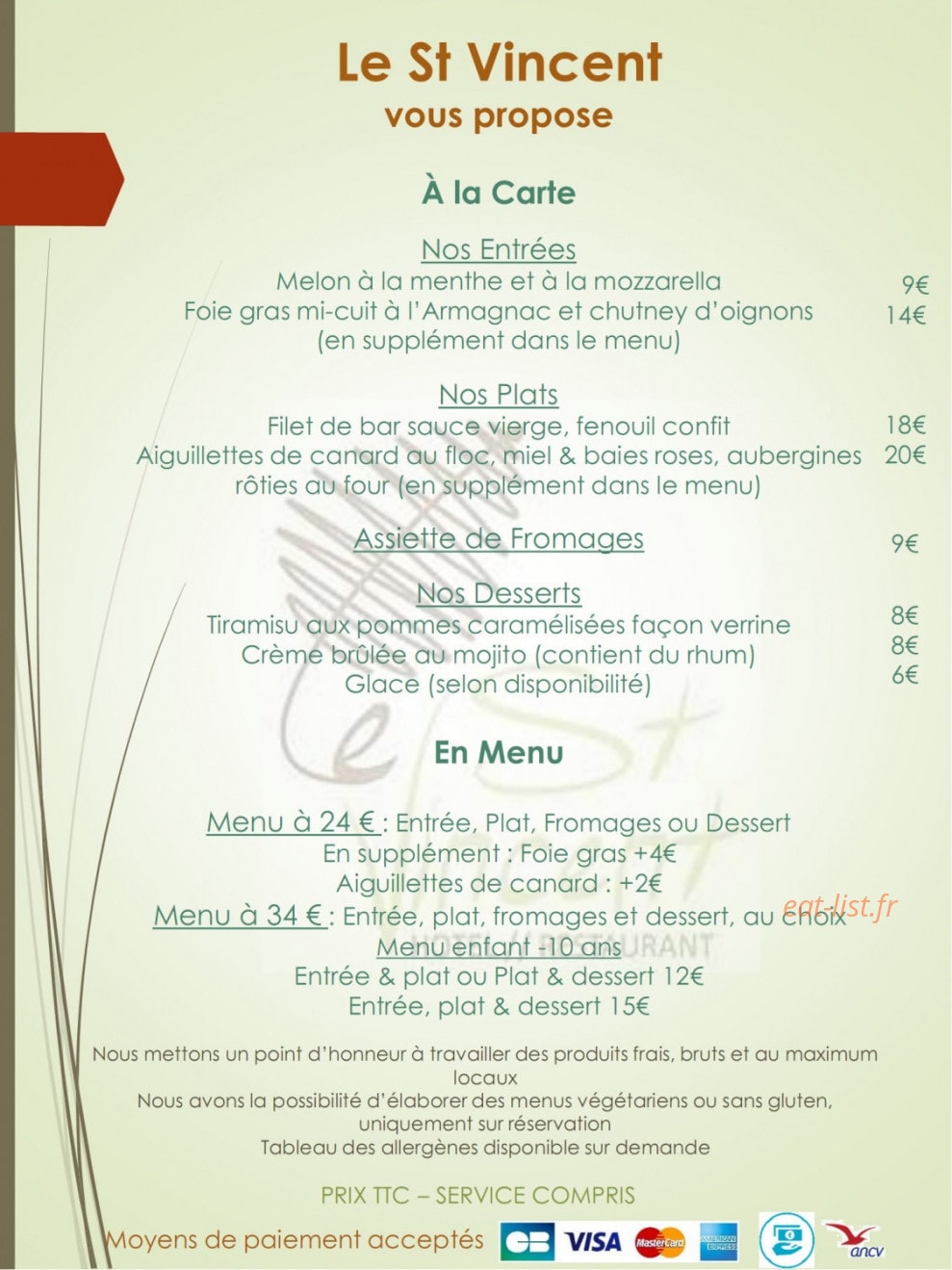 Le Saint Vincent — carte page 1
