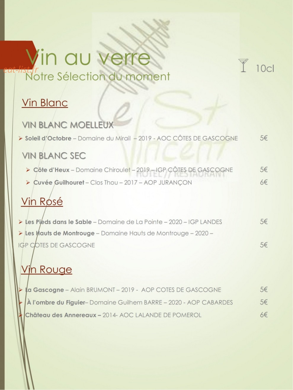 Le Saint Vincent — carte page 5