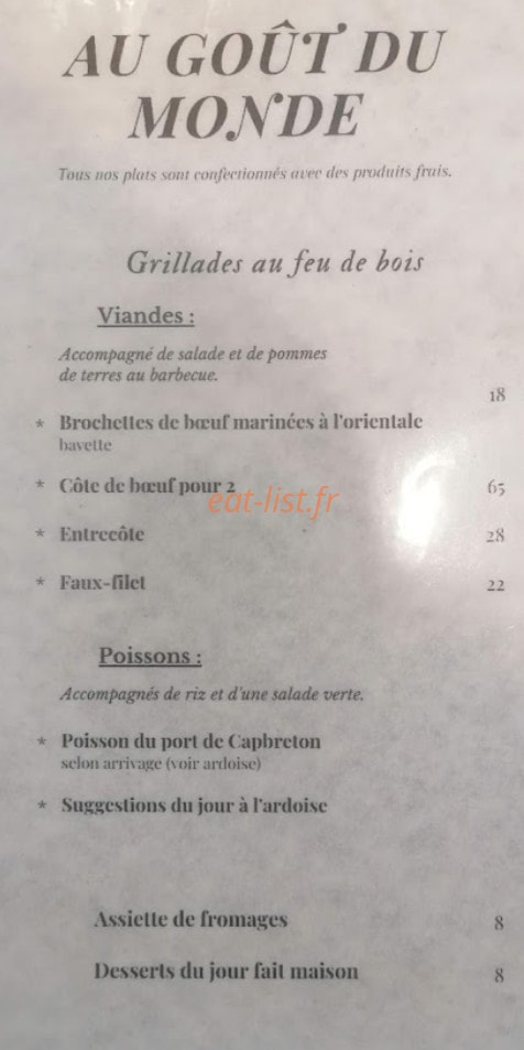 Au Goût du Monde — carte page 3