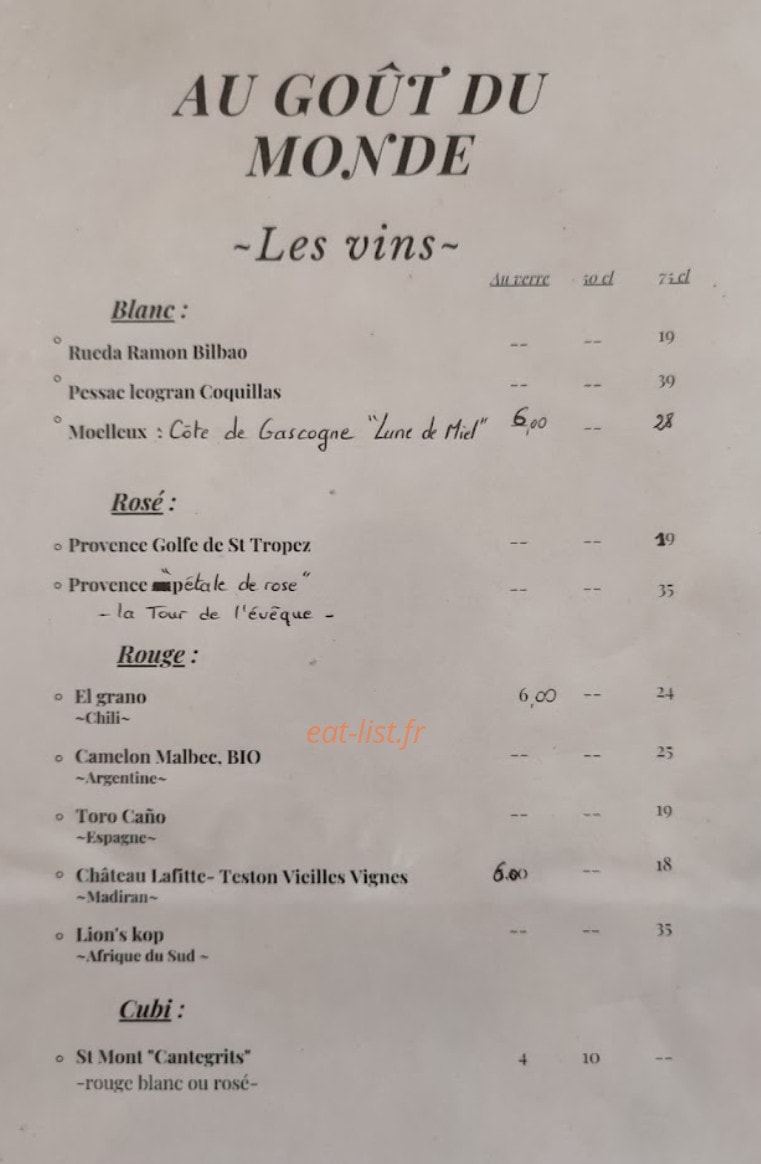 Au Goût du Monde — carte page 4