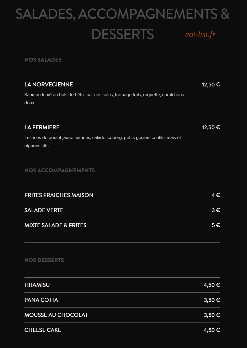 Burger Bar Le Port — carte page 2