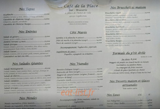 Café de la Place — carte page 1