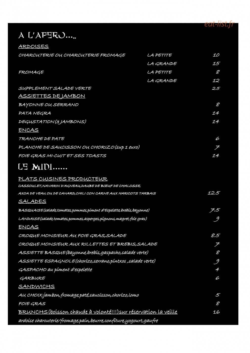 Casa Beltza — carte page 2