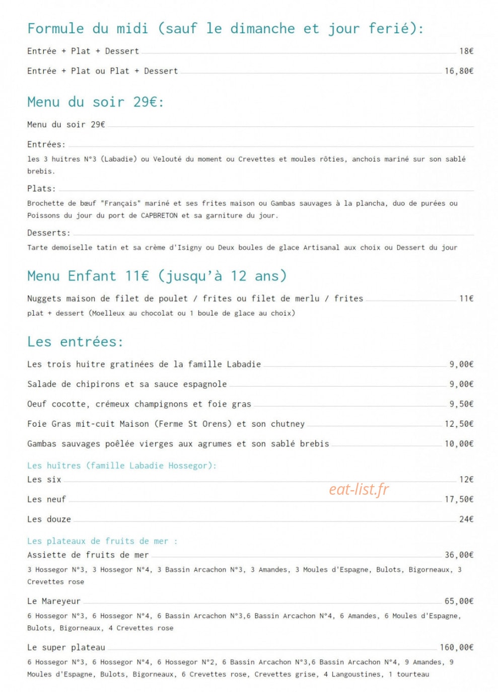 Le Bon Cap — carte page 1