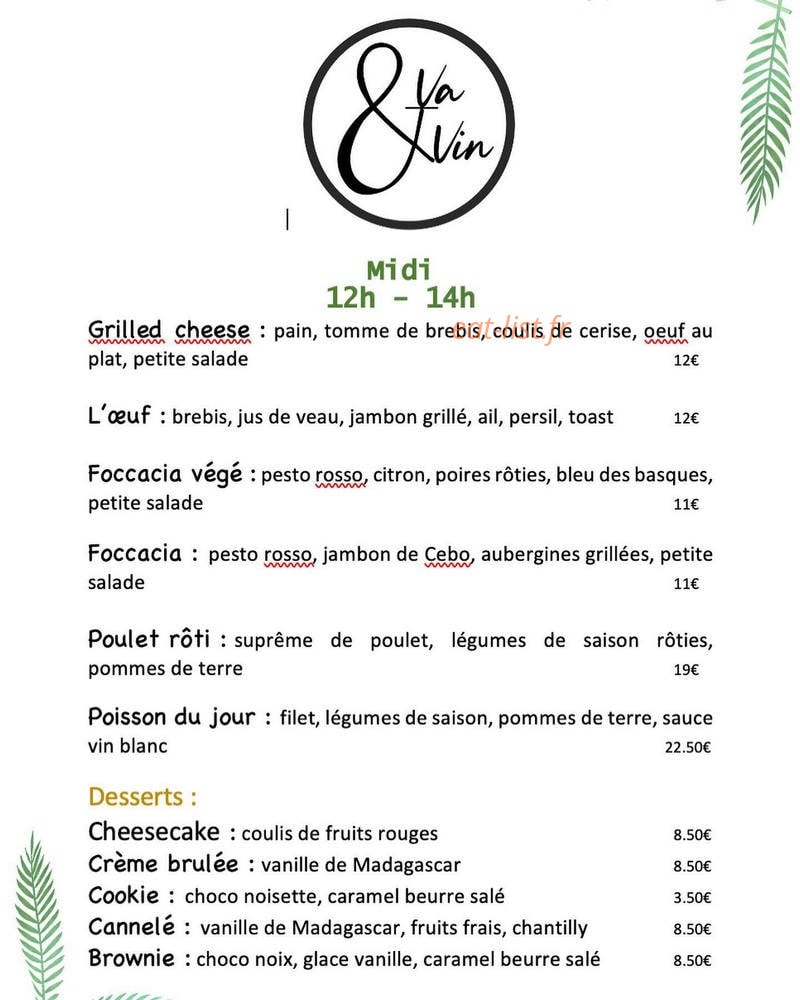 Le Va et Vin — carte page 2
