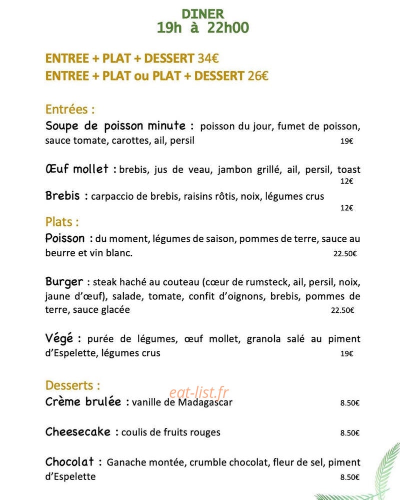 Le Va et Vin — carte page 1