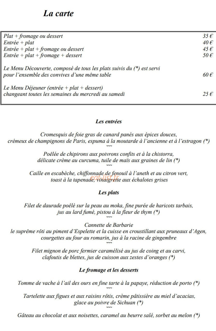 MB Restaurant — carte page 2