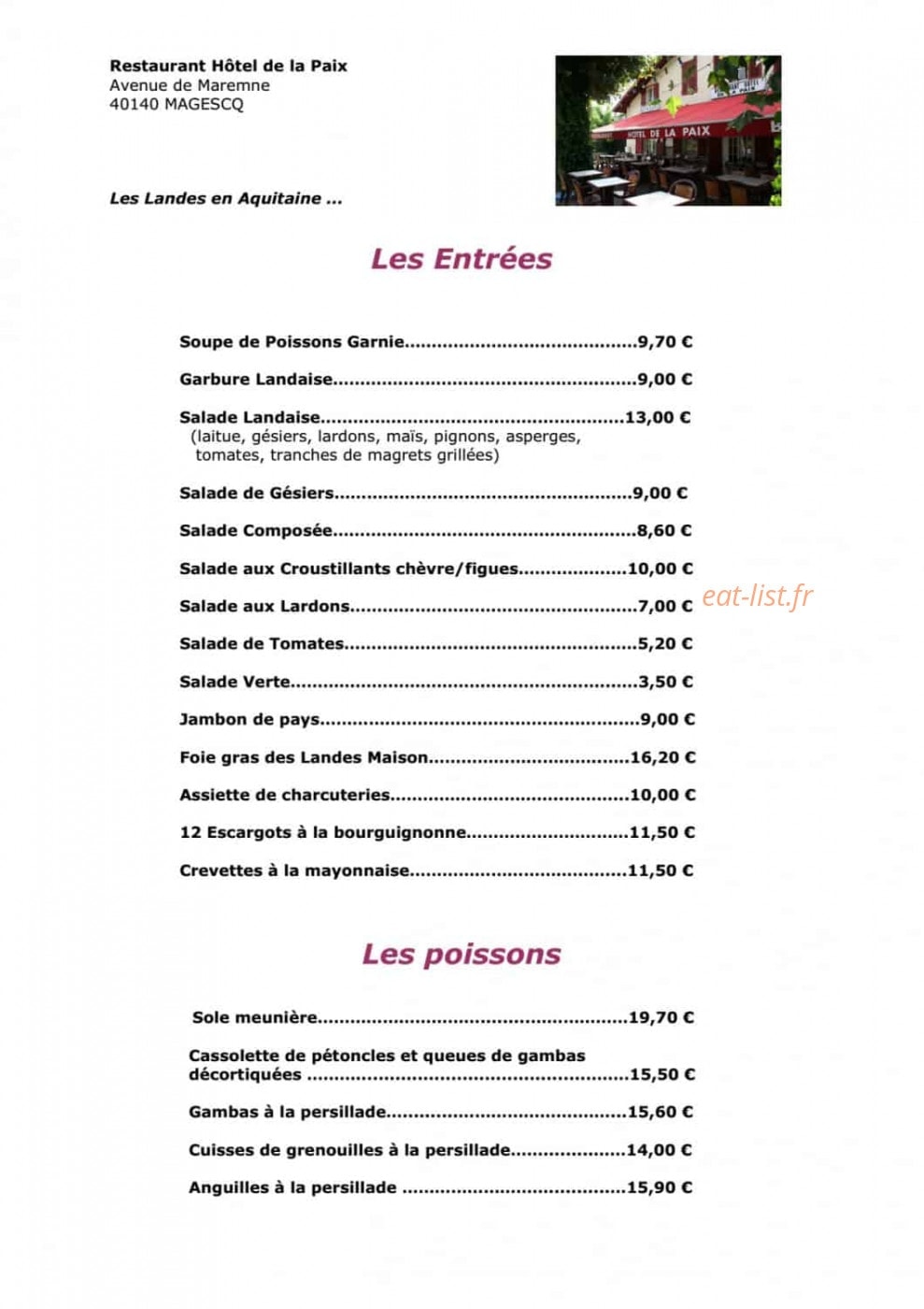 Hôtel de la Paix — carte page 1