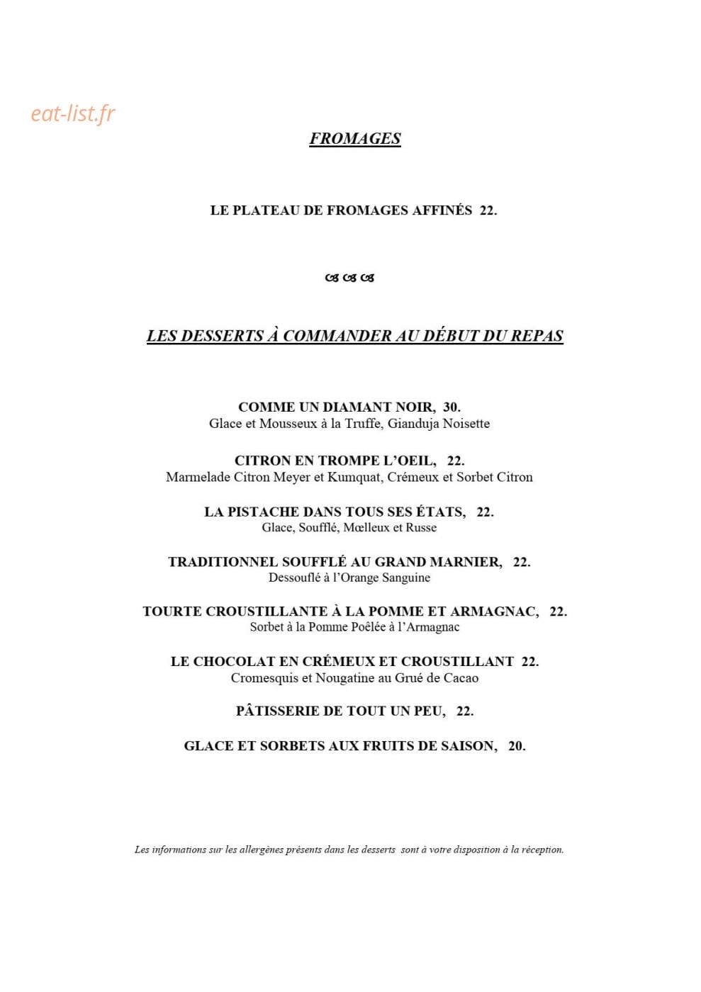 La Table Gastronomique — carte page 3