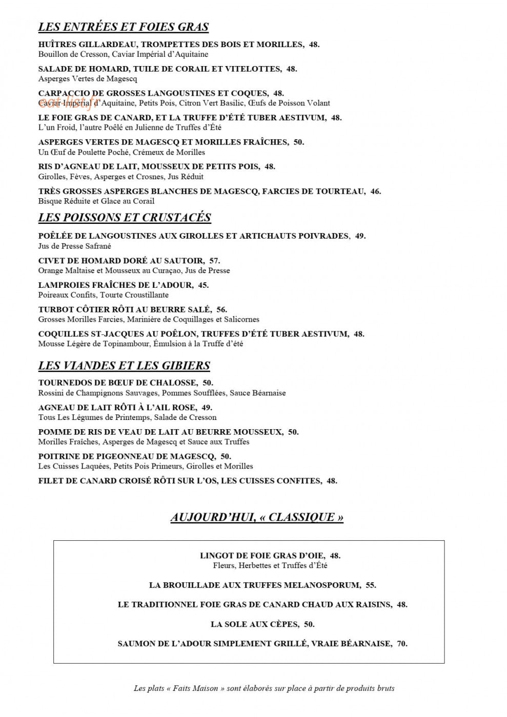 La Table Gastronomique — carte page 2