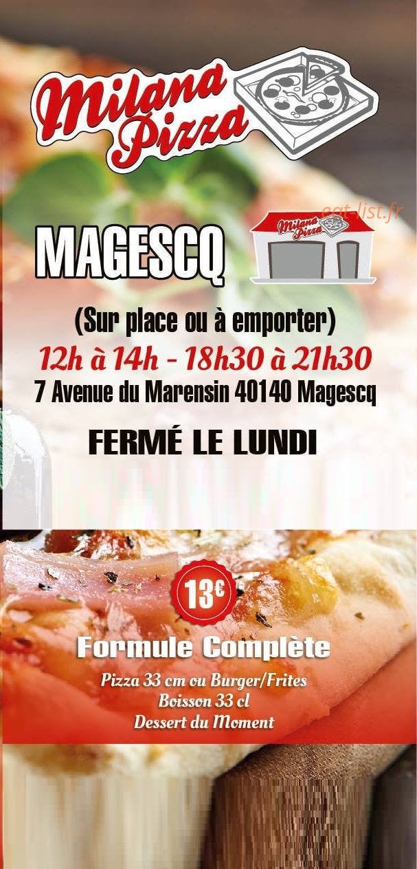 Milana'pizza — carte page 1