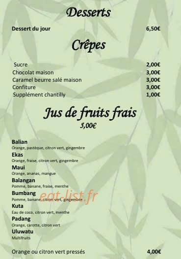 Balian café — carte page 4